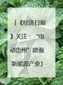 《经济日报》关注：“电动贵州”建强新能源产业