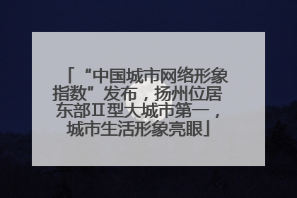 “中国城市网络形象指数”发布，扬州位居东部Ⅱ型大城市第一，城市生活形象亮眼