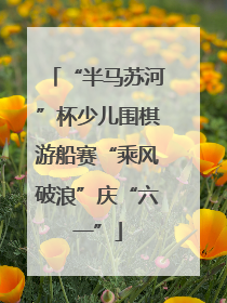 “半马苏河”杯少儿围棋游船赛“乘风破浪”庆“六一”