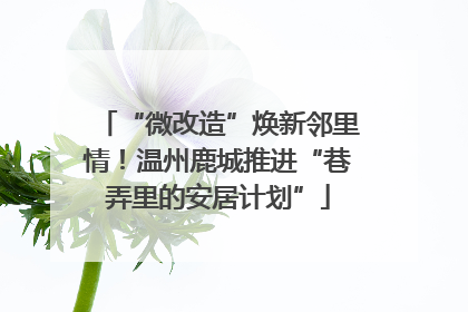 “微改造”焕新邻里情！温州鹿城推进“巷弄里的安居计划”
