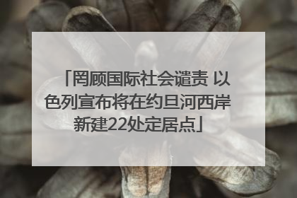 罔顾国际社会谴责 以色列宣布将在约旦河西岸新建22处定居点
