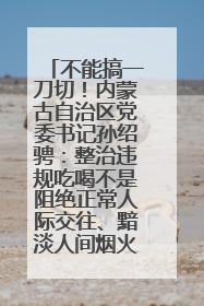 不能搞一刀切！内蒙古自治区党委书记孙绍骋：整治违规吃喝不是阻绝正常人际交往、黯淡人间烟火