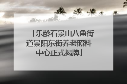 乐龄石景山八角街道景阳东街养老照料中心正式揭牌