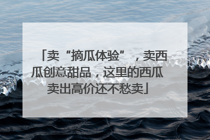 卖“摘瓜体验”，卖西瓜创意甜品，这里的西瓜卖出高价还不愁卖