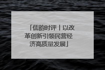 儒韵时评丨以改革创新引领民营经济高质量发展