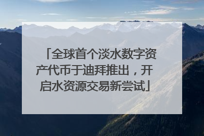 全球首个淡水数字资产代币于迪拜推出，开启水资源交易新尝试