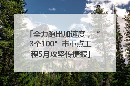 全力跑出加速度，“3个100”市重点工程5月攻坚传捷报