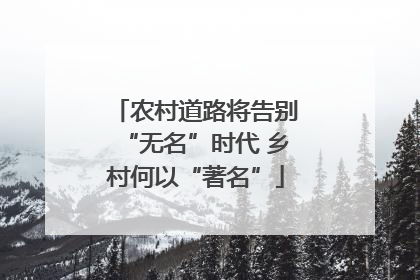 农村道路将告别“无名”时代 乡村何以“著名”