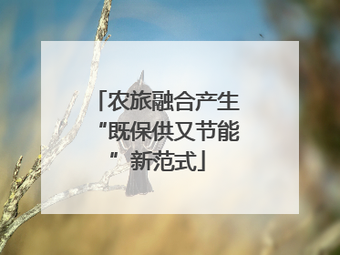 农旅融合产生“既保供又节能”新范式