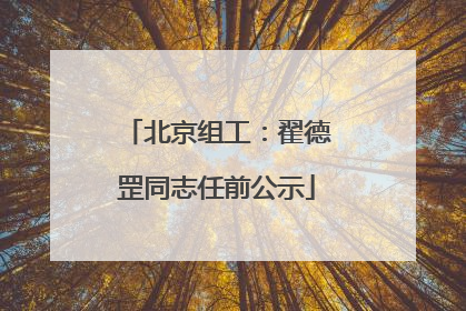 北京组工：翟德罡同志任前公示