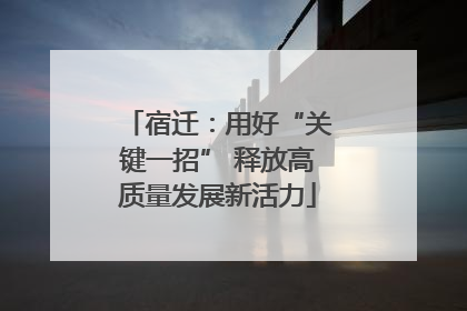 宿迁：用好“关键一招” 释放高质量发展新活力