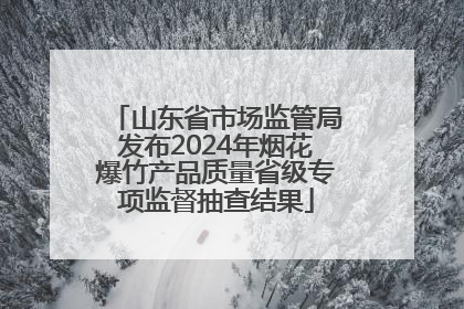 山东省市场监管局发布2024年烟花爆竹产品质量省级专项监督抽查结果