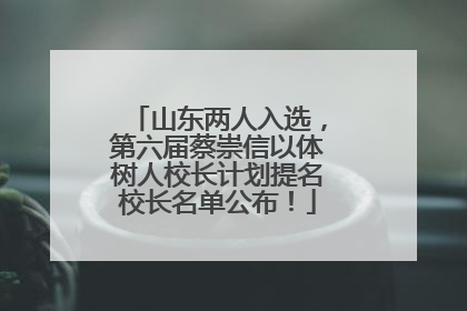 山东两人入选，第六届蔡崇信以体树人校长计划提名校长名单公布！