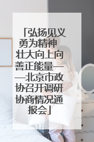 弘扬见义勇为精神 壮大向上向善正能量——北京市政协召开调研协商情况通报会