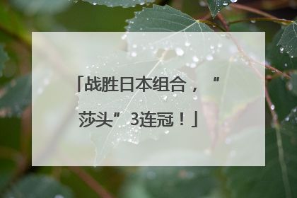 战胜日本组合，“莎头”3连冠！