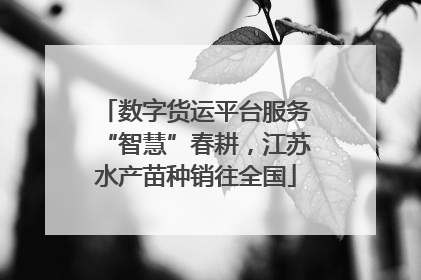 数字货运平台服务“智慧”春耕，江苏水产苗种销往全国