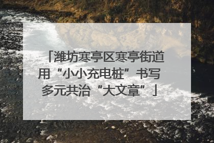 潍坊寒亭区寒亭街道用“小小充电桩”书写多元共治“大文章”