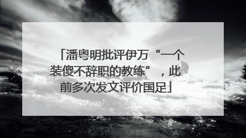 潘粤明批评伊万“一个装傻不辞职的教练”，此前多次发文评价国足