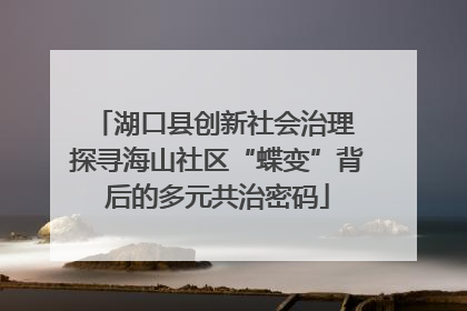 湖口县创新社会治理 探寻海山社区“蝶变”背后的多元共治密码