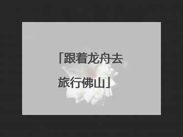 跟着龙舟去旅行佛山