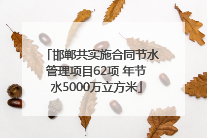 邯郸共实施合同节水管理项目62项 年节水5000万立方米