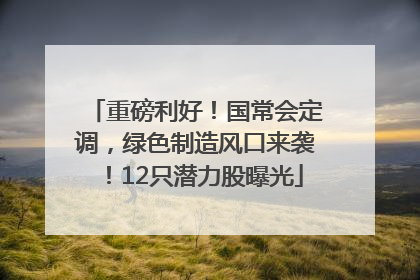 重磅利好！国常会定调，绿色制造风口来袭！12只潜力股曝光