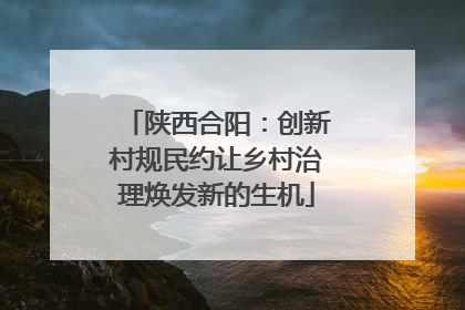陕西合阳：创新村规民约让乡村治理焕发新的生机