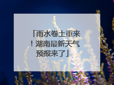雨水卷土重来！湖南最新天气预报来了