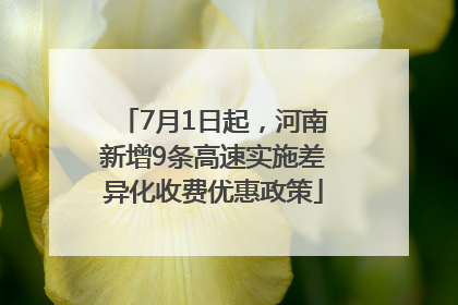 7月1日起，河南新增9条高速实施差异化收费优惠政策